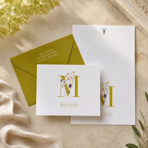 Daisy Meadows Personalized Monogram Note Cards