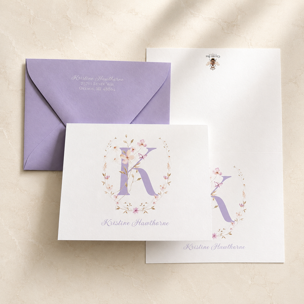 Grace & Garden Personalized Monogram Note Cards