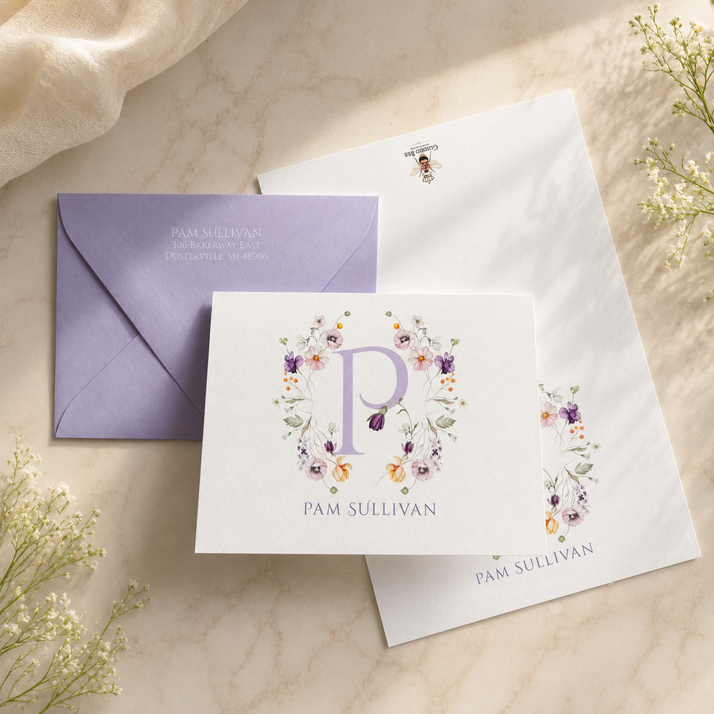 Letter Garden Personalized Monogram Note Cards