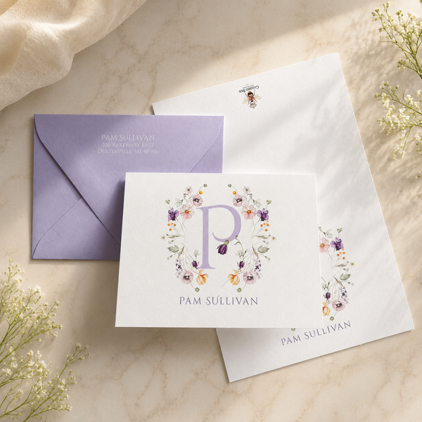 Letter Garden Personalized Monogram Note Cards