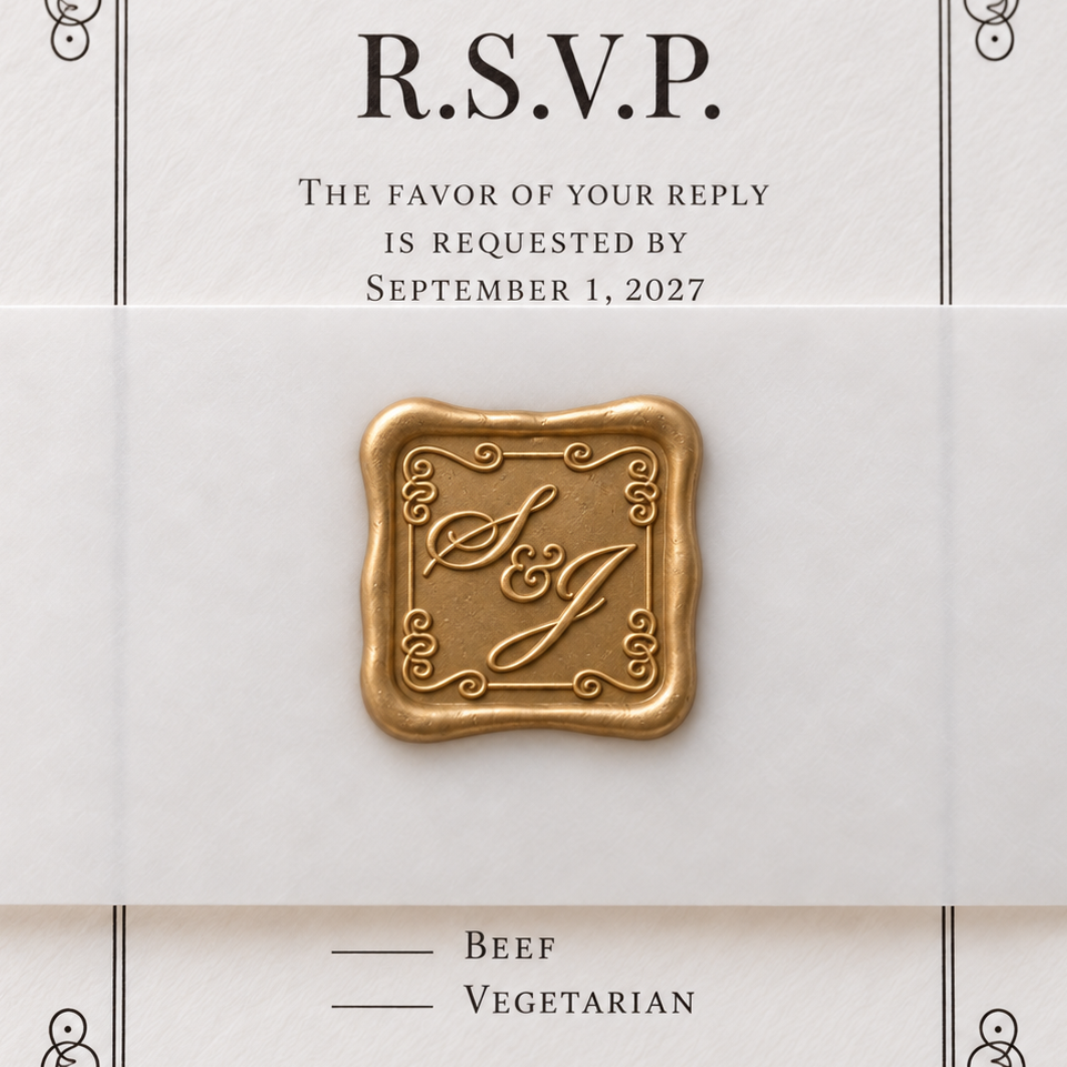 Custom Monogram Wax Seal, Self-Adhesive