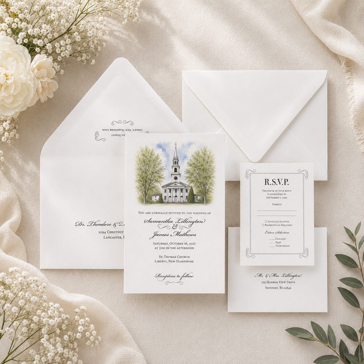 Meet Me at the Chapel Wedding Suite with Custom Illustration