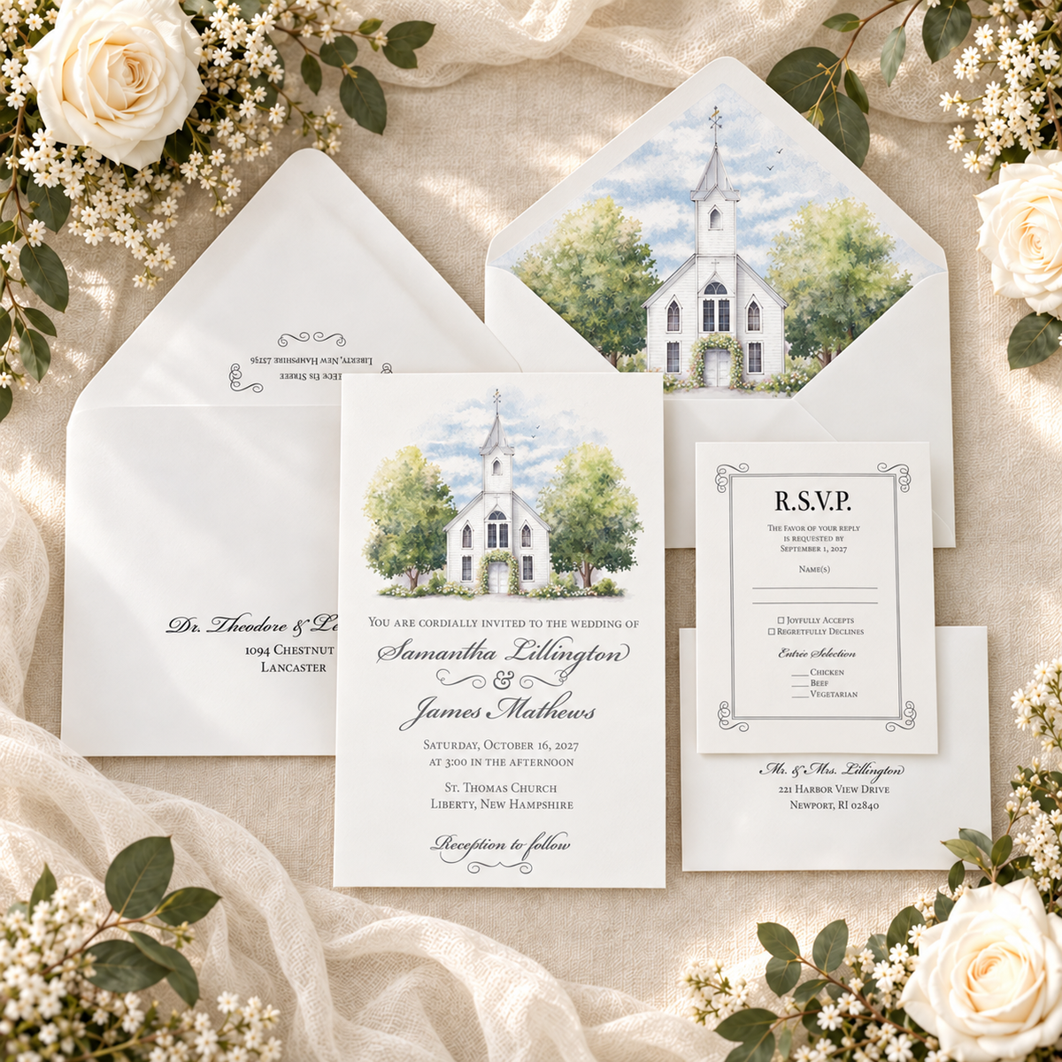 Meet Me at the Chapel Wedding Suite with Custom Illustration