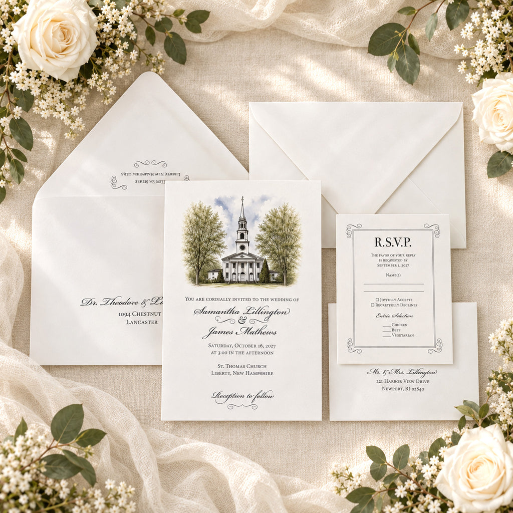 Meet Me at the Chapel Wedding Suite with Custom Illustration