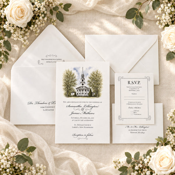 Meet Me at the Chapel Wedding Suite with Custom Illustration