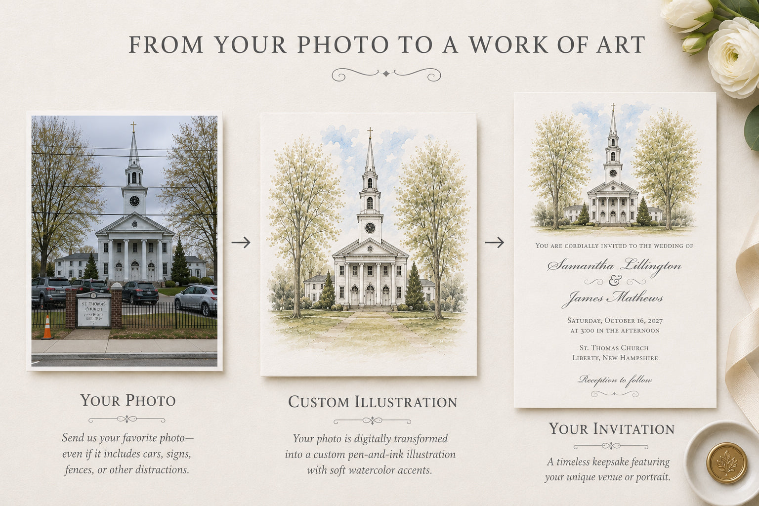 Meet Me at the Chapel Wedding Suite with Custom Illustration
